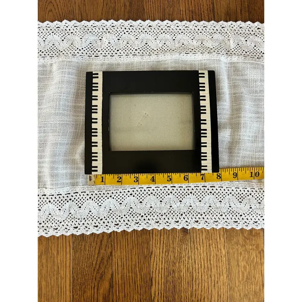 Vintage Black Lacquer Piano Keys Picture Frame